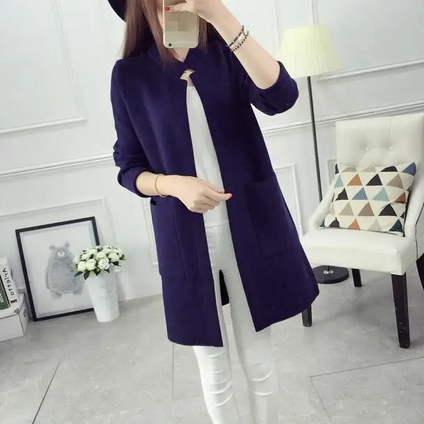 Женский свитер длинный кардиган 2019 Новый осень зима рукав свободный вязаный