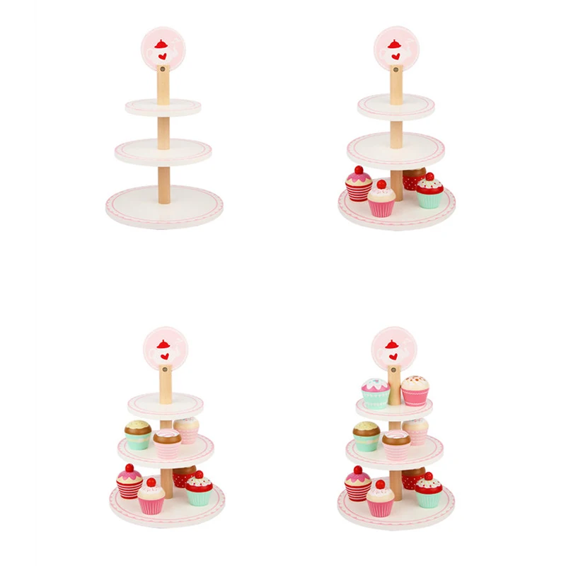 Подставка для торта деревянная игрушка детей розовая клубника игровой дом