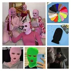 Шерстяная теплая маска с тремя отверстиями, унисекс, забавные Лыжные маски на все лицо, зимняя ветрозащитная Военная Тактическая Маска