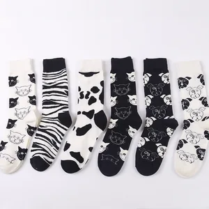 PEONFLY мультфильм творчества леопард кошка животных Harajuku сумасшедшие хлопковые забавные Женские повседневные носки мужские Новые счастливые короткие носки