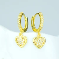 hollow heart shaped earrings fashion zircon flower earrings beautiful bones wild trend female girl earrings
