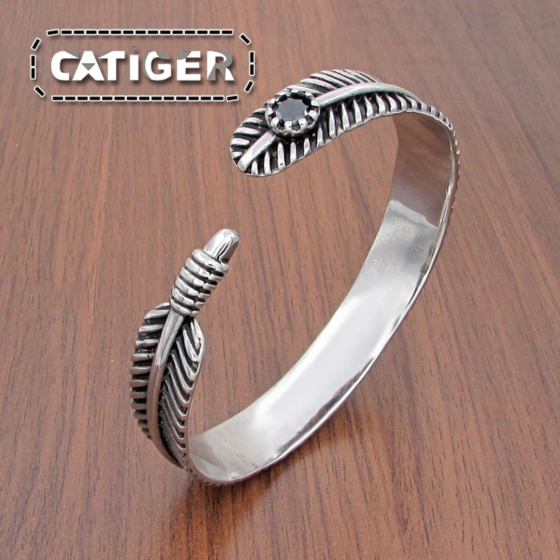 Бесплатная доставка Панк Винтаж черный циркон манжеты браслеты нержавеющая