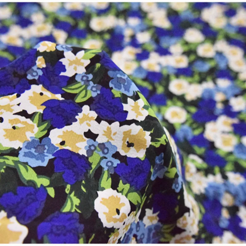 Half Meter New Design Fashion High Grade Royal Blue Flower Chiffon Fabric For Garment Dress Sewing Material T1382 | Дом и сад