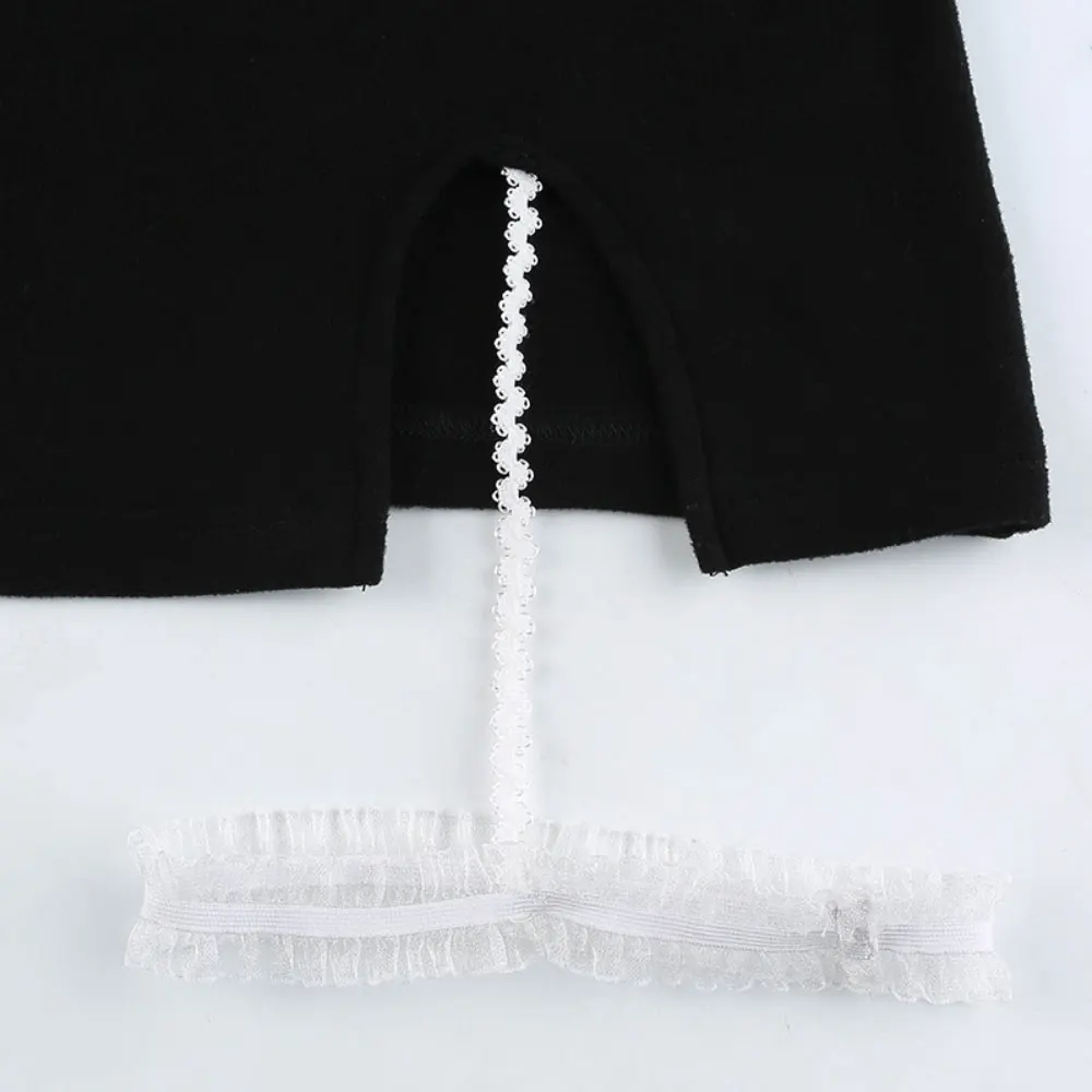 

ZOTTSOZ Fashion Women Summer Party Beach Clud Sexy Strap Dress Lace Edge Side Slit Bow Decorated Suspender Mini Dresses Female