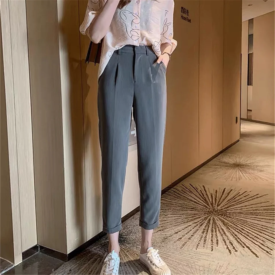 

Брюки-карандаш женские повседневные с высокой талией, Модные свободные универсальные брюки в Корейском стиле, весна-лето