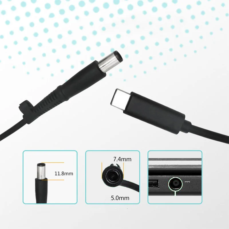 Кабель для быстрой зарядки 1 5 м USB Type C 65 Вт 3 А PD Dell HP Latitude 7 4*5 0 мм DC адаптер питания