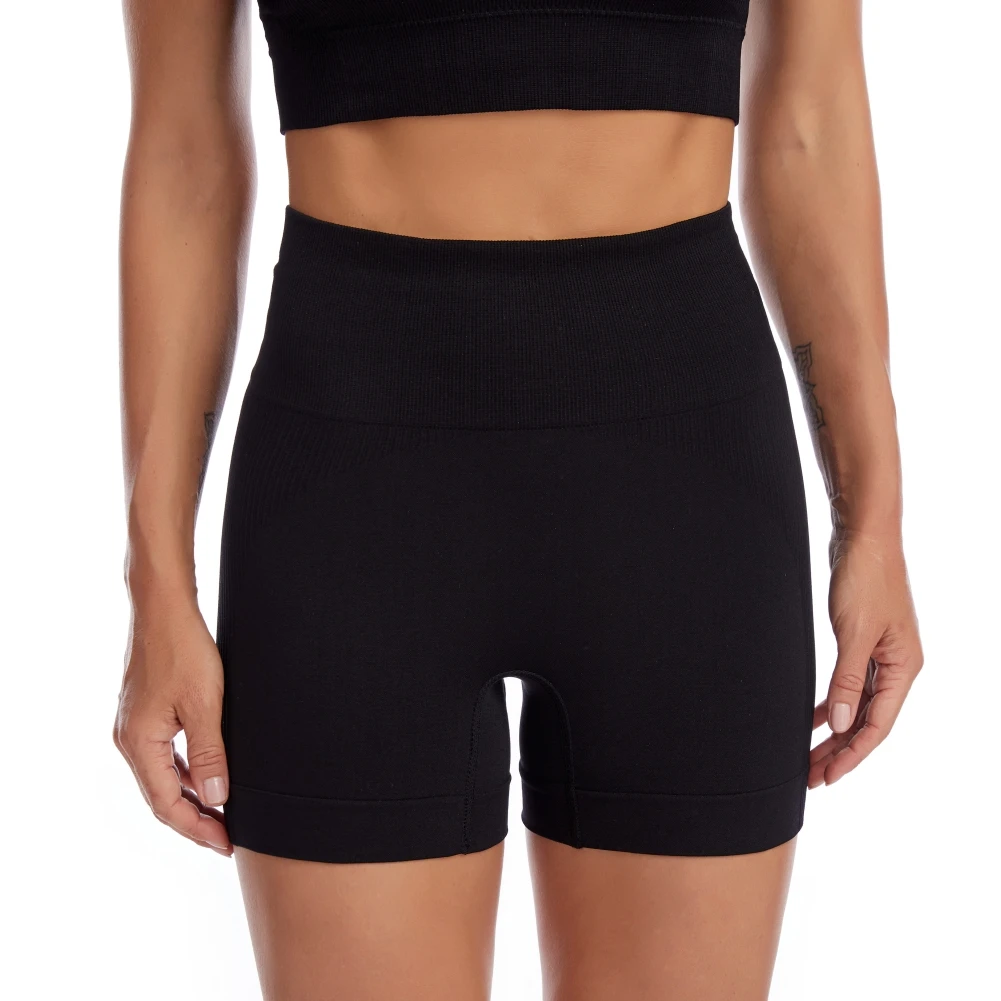 

Slim Fit High Waist Yoga Sport Shorts Hip Push Up Women Plain Soft Nylon Fitness Running Shorts Tummy Control Workout Gym Shorts