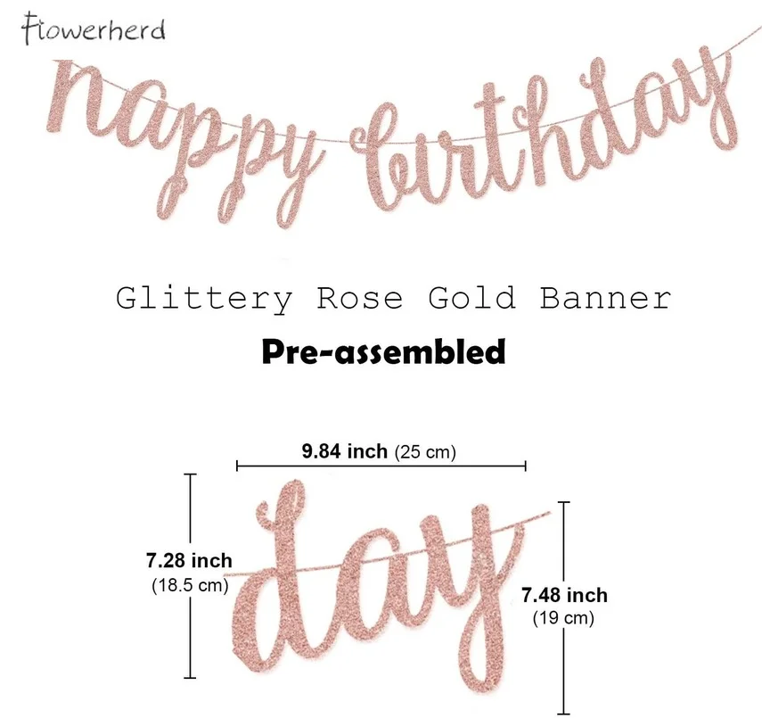 Розовое золото День рождения украшения набор блестящих с днем баннер ткани