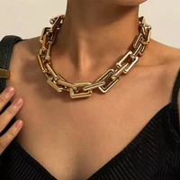 gold square high quality punk chain necklace women chaoren street hip hop twist thick chain gothic jewelry steampunk man
