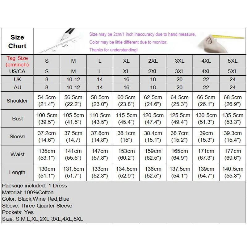 

Women'Dress Casual Loose 3/4 Sleeve Solid Long Dress VONDA 2021 Bohemian Holiday Sundress Vestidos Plus Size Robe Femme S-5XL