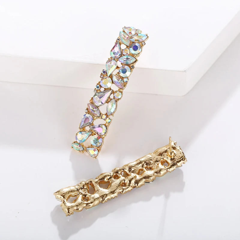 MISANANRYNE New Rectangle Metal Colorful Rhinestone Long Drop Earrings Studded Full Crystals Fine Jewelry Accessories For Women | Украшения