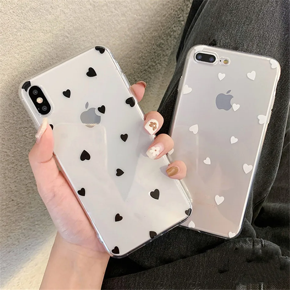 Lovebay Love Heart для iPhone 6, 6 s, 7, 8 Plus, X, XR, XS Max, 11 Pro, Max, 5, 5S, SE, чехол для телефона с волнистыми точками, прозрачный мягкий ТПУ для iPhone X