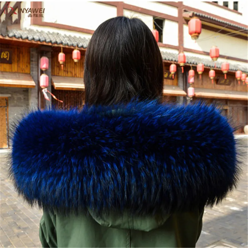 Natural Fur Collar 100% Real Raccoon Scarf For Men Women Children Parkas Coats Male Skins Necklaces Black 70 75 cm. |