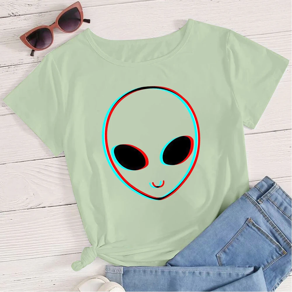

Funny Alien magical Printed Vogue Streetwear Tshirt Women Summer Clothing Multicolor Tops Confuse Graphic Punk Edgy T-shirts