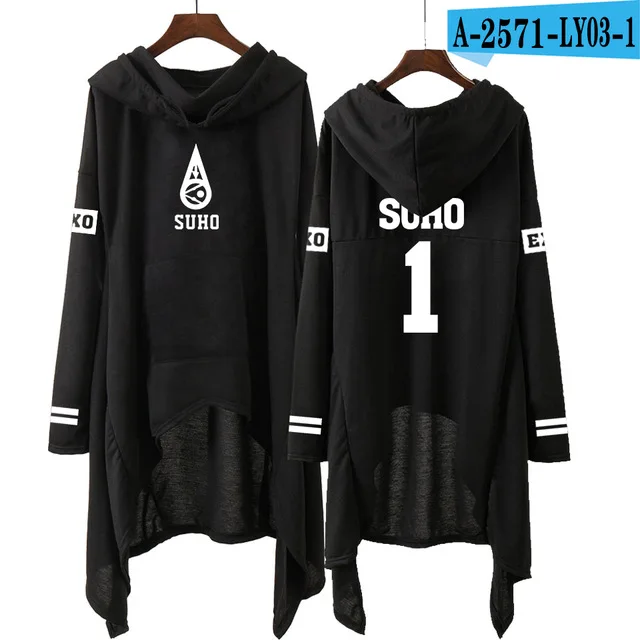 Kpop EXO/новые модные корейские толстовки EXO DO LAY SE HUN KAI пой FOR YOU EXO длинная юбка женские толстовки Harajuku Пуловеры для девочек - Цвет: A2571