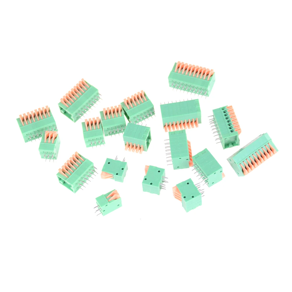 5 шт. Весна Screless Медь зеленый клеммный блок KF141R KF141V 2 54 мм шаг PCB прямое стопы