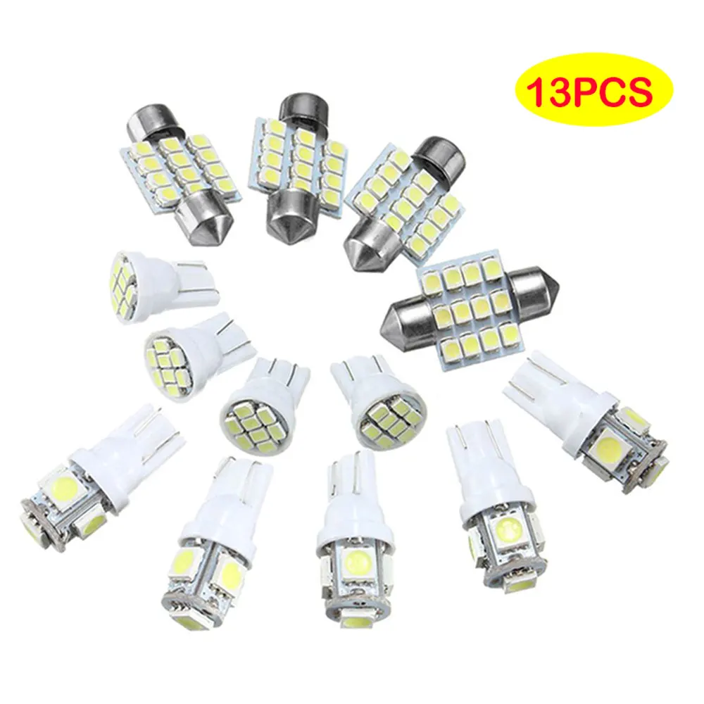

13PCS T10 5050 5SMD T10 1206 8SMD 3528 12SMD 31mm Car LED Lights Bulb Kit for Car Interior Dome License Plate Lamps Tail Light