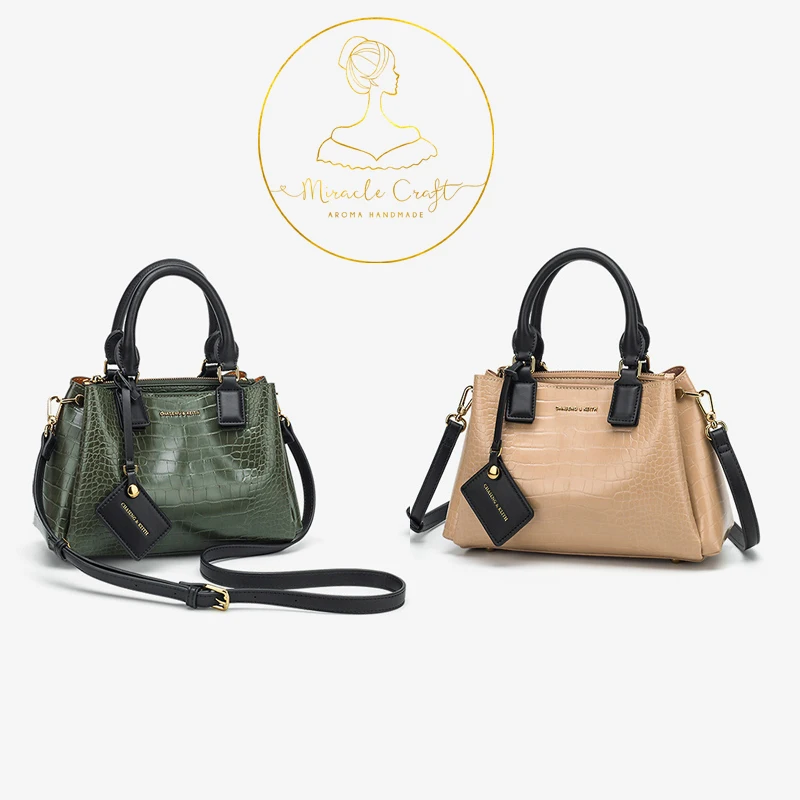 Женская сумка через плечо с крокодиловым узором Большая вместительная