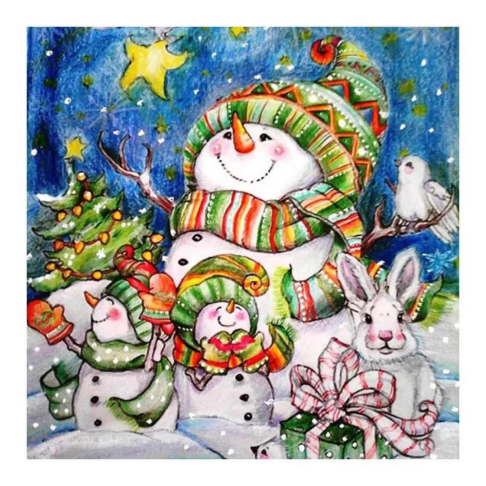 С мультяшным персонажем &quotСнеговик&quot белый кролик алмазов картина круглый