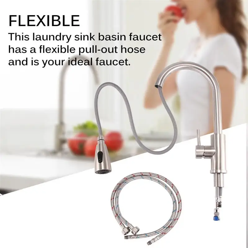 Stainless Steel Kitchen Faucet Hot And Cold Sink Retractable Pull-Out Universal Spring Sinks Deck Mounted Tool | Обустройство дома