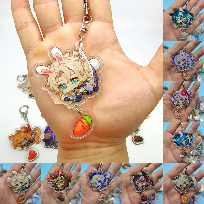 

Anime Genshin Impact Lnazuma Keychain Xiao Ganyu Zhongli Kamisato Ayaka Kaedehara Kazuha Yoimiya Sayu Sara Cartoon Cute key Ring