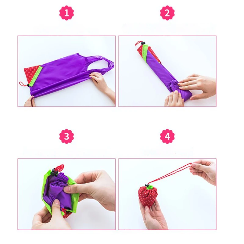 Креативная Складная портативная сумка для покупок в виде клубники нейлоновые