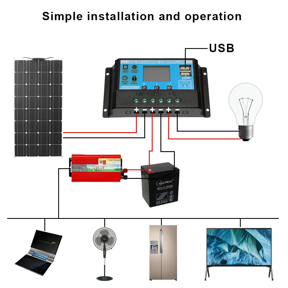 12v солнечная панель 100w 10pcs 1000w батарея Зарядка моно домашняя Гибкая набор