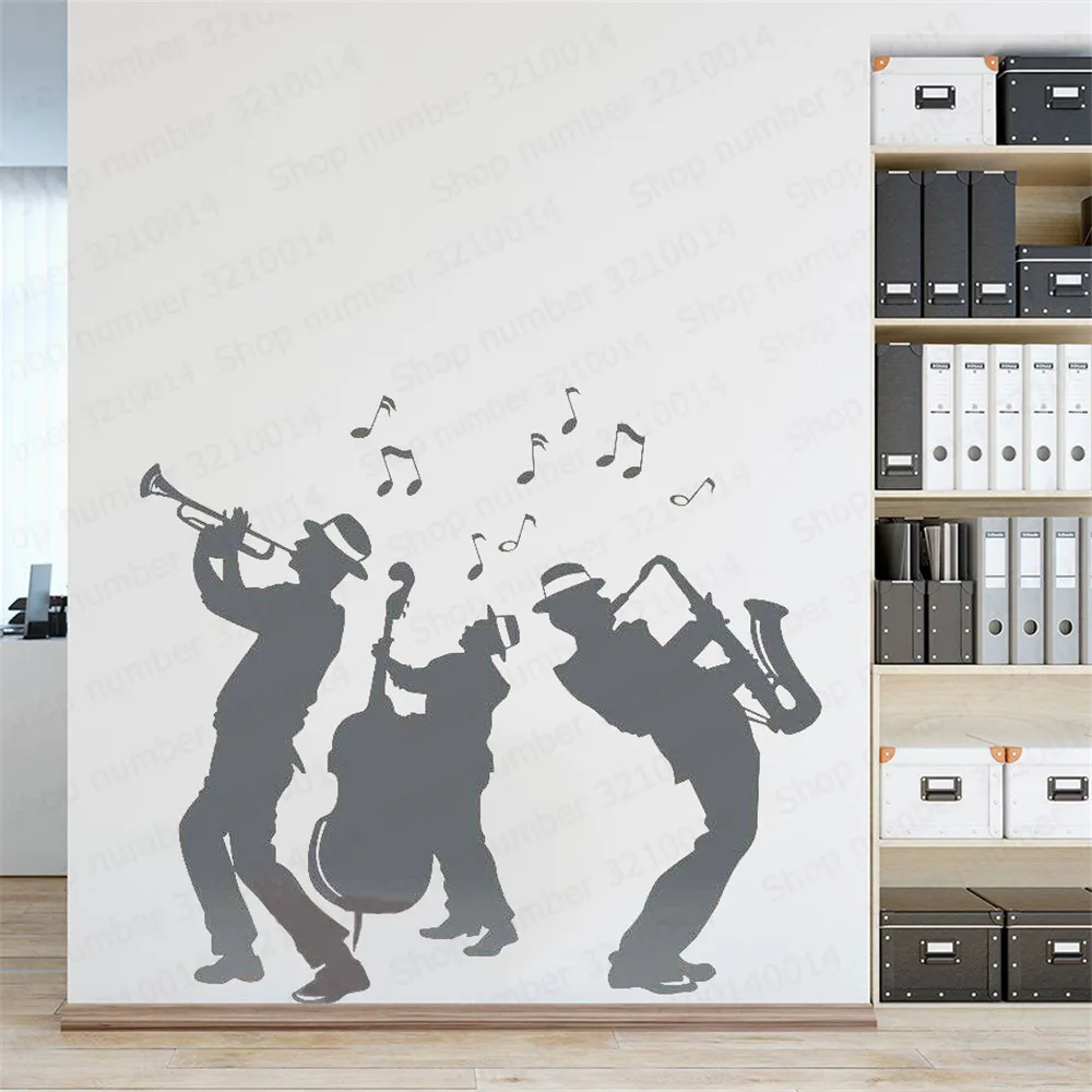 

Wall decor jazz band silhouette wall decal bedroom dance dance hall decoration home room removable decorative mural PW44