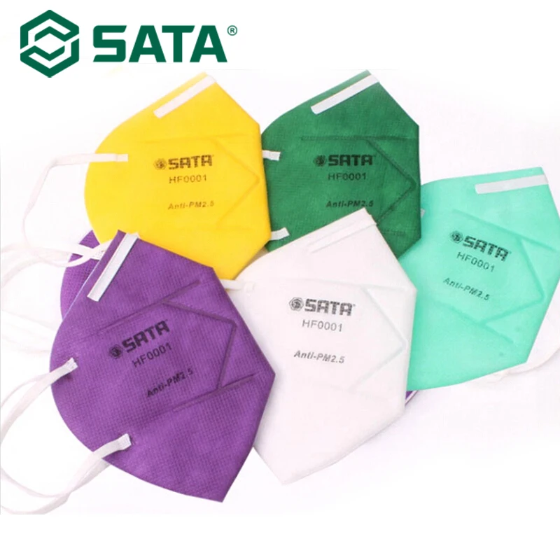 Пылезащитная маска SATA 20 шт. одноразовая разноцветная HF0001 белая желтая фиолетовая