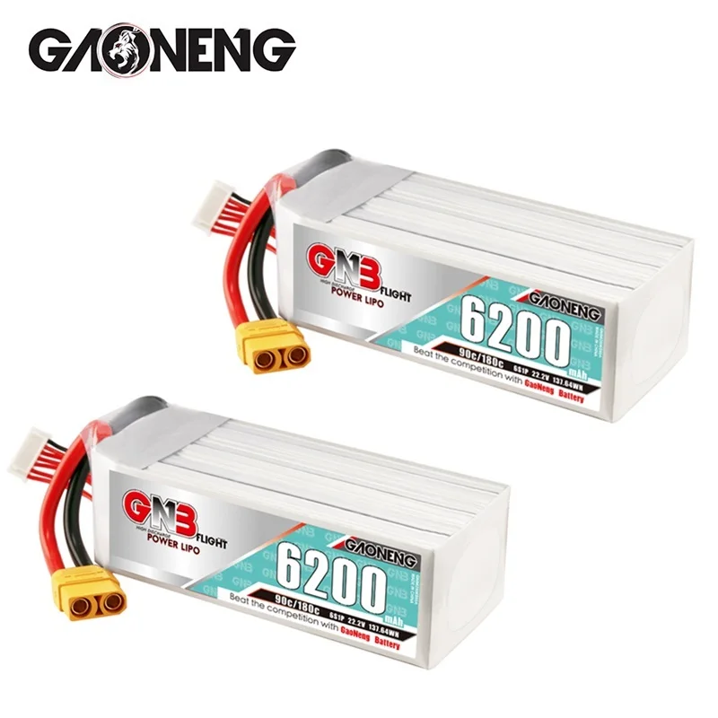 

1-2pcs Original GNB 6200mAh 22.2V 6S 90C/180C Lipo Battery For RC Helicopter Quadcopter FPV Racing Drone Parts