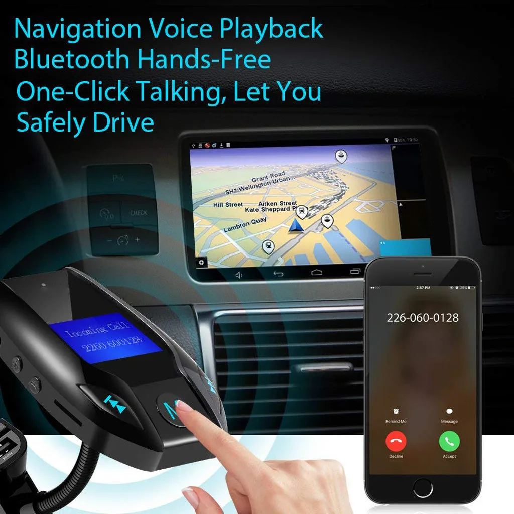Bluetooth автомобильный fm-передатчик MP3-плеер Hands Free Радио Аудио плееры адаптер Комплект два Usb порта зарядные устройства D2