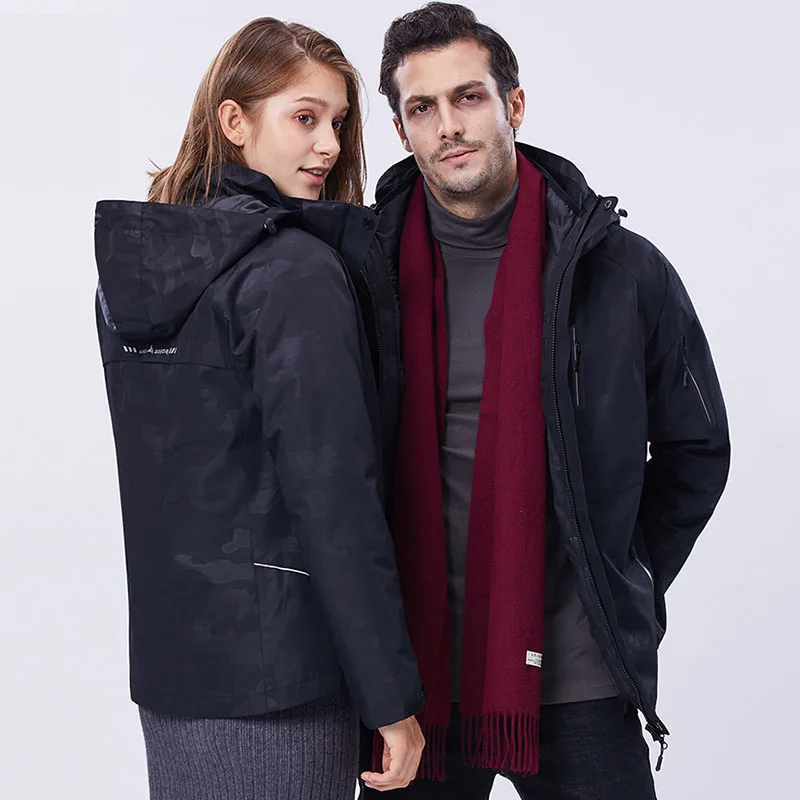 Утепленная зимняя куртка 3 в 1 для мужчин и женщин водонепроницаемый