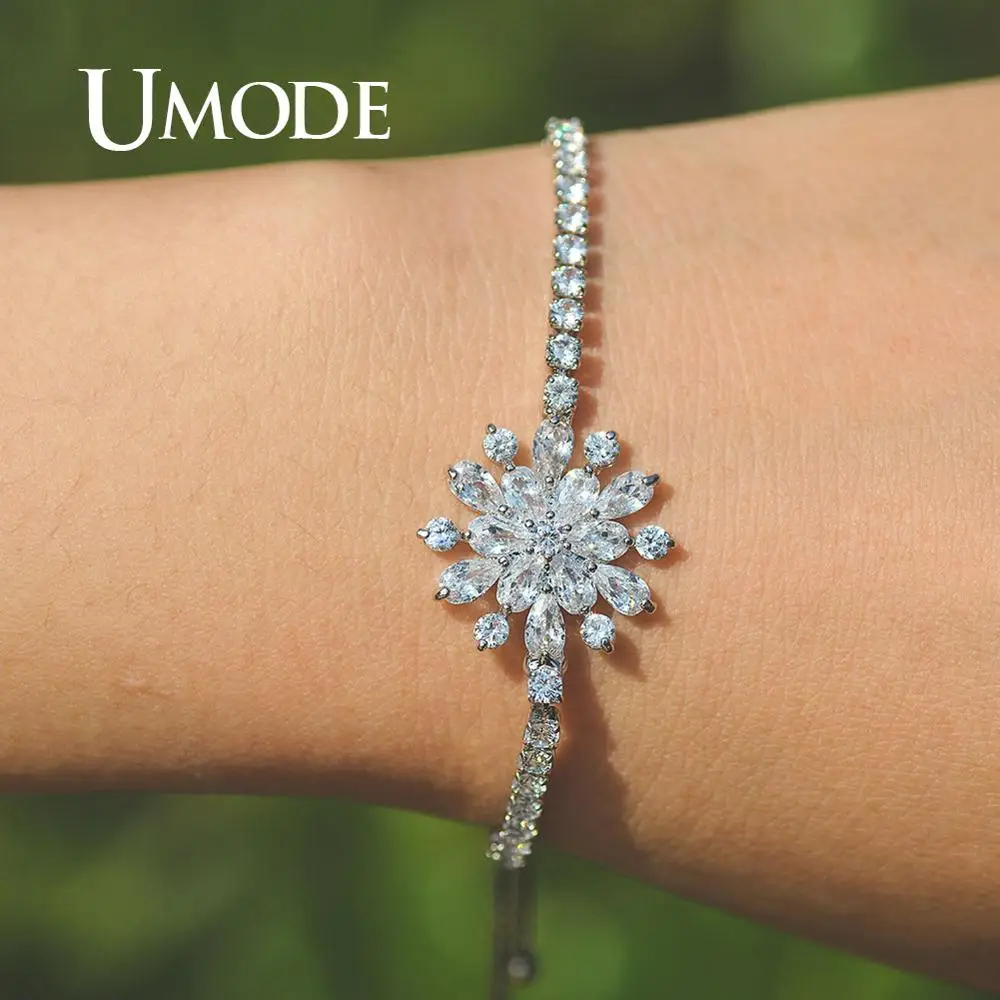UMODE фейерверк CZ хрустальные браслеты для женщин Femme модные теннисные и свадебные