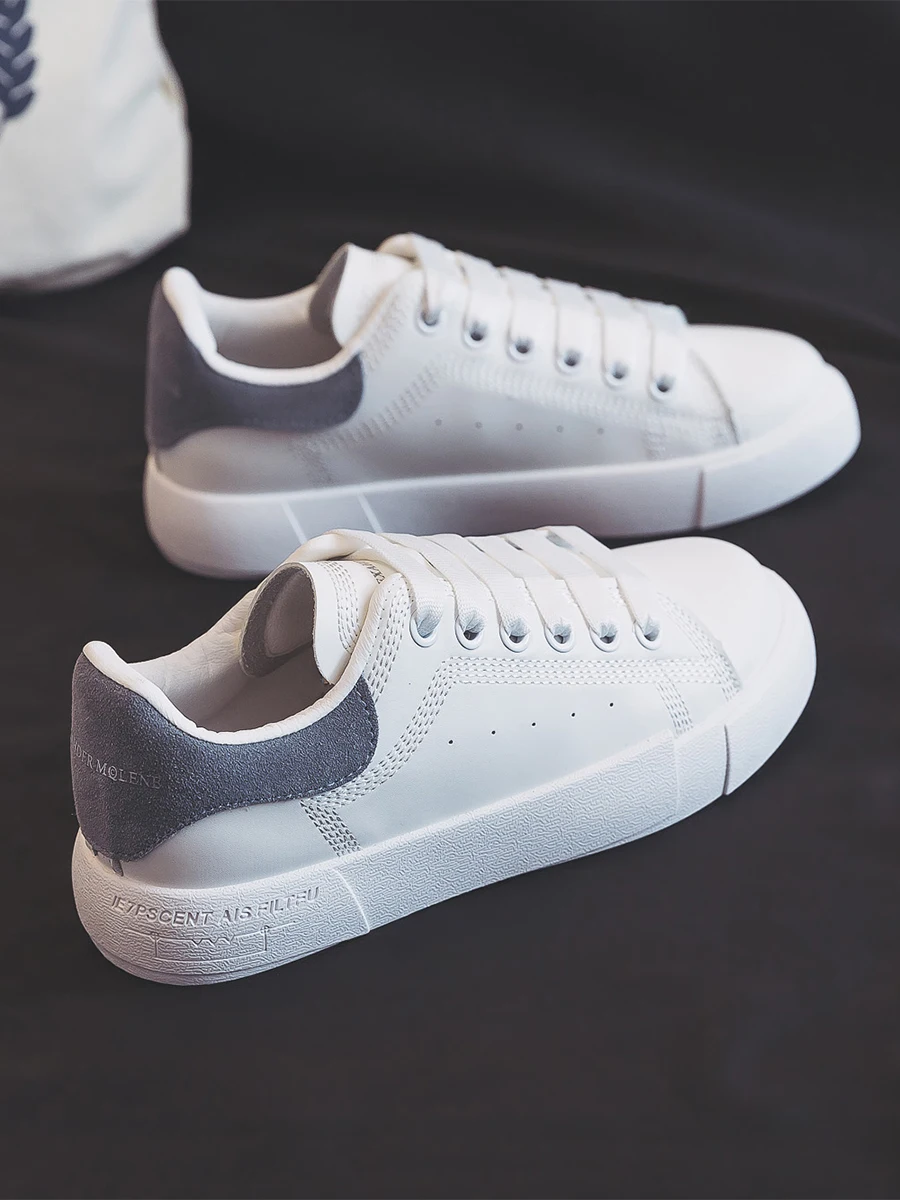 

Кроссовки для скейтборда женские, кожаные Низкие кеды, повседневная обувь для студенток, белые, Размеры 35-40, лето 2021