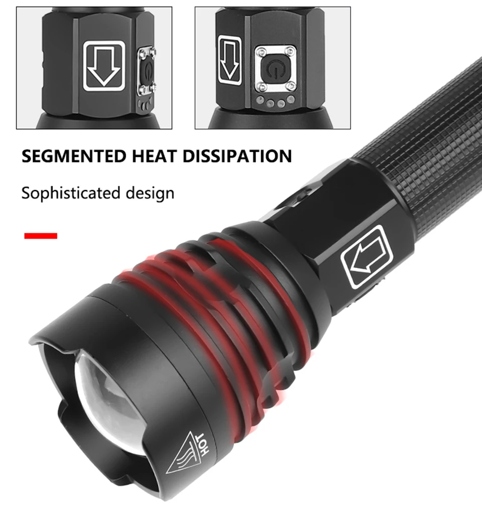 Xlamp XHP90 XHP70.2 светодиодный фонарик, супер мощный фонарь, USB XHP50, фонарь с зумом, 18650, 26650, перезаряжаемый аккумулятор