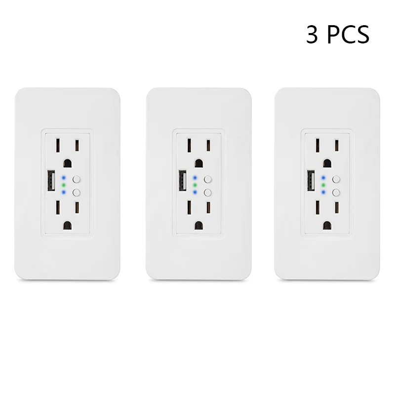 3 PCS Wi-Fi настенная электрическая розетка 2 USB розетки вилка таймер розетка стандарт США умный пульт дистанционного управления работа с Alexa Google Home - Тип: 3 PCS