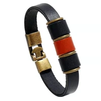 vintage punk leather bracelets for men black cuff wrap wristband braceletsbangles for women jewelry on hand