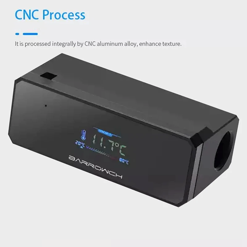 

BARROWCH Black Water Cooling Temperature Display Sn PC Watercooling Gadget OLED for Water Cooler System,FBFT02-V4
