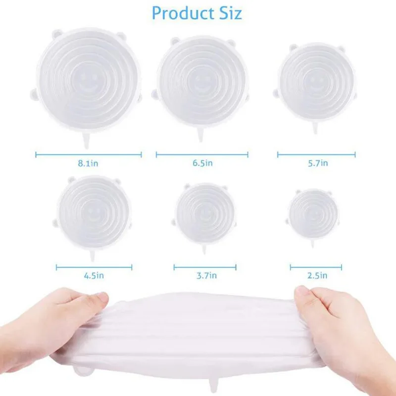 Универсальный силиконовый набор свежих крышек для холодильника 6 шт.|Крышки еды| |