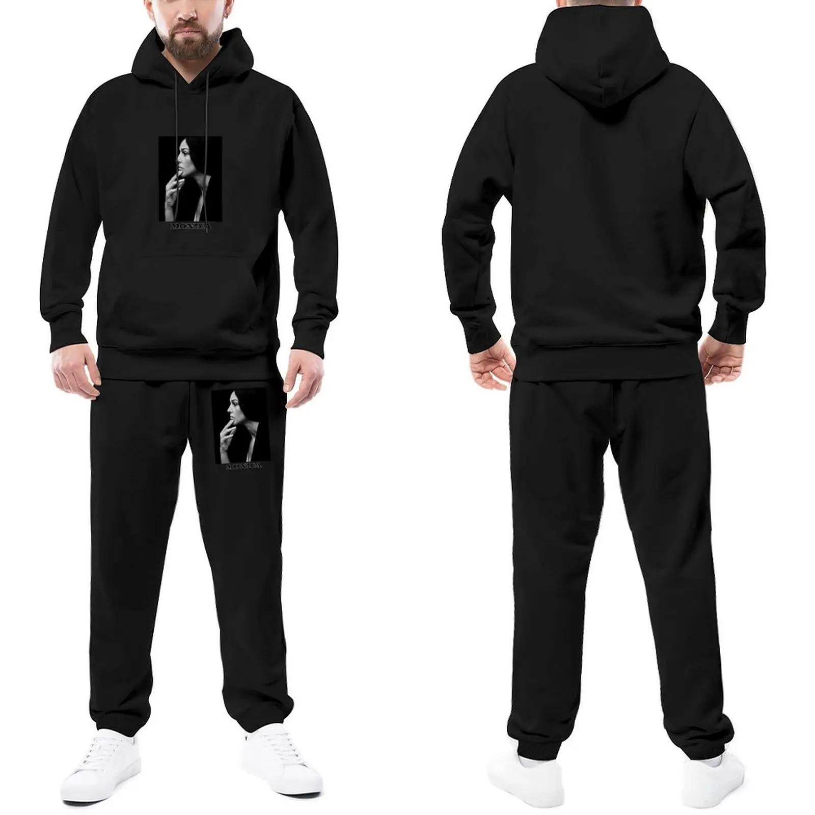 

Monica Bellucci Mens Tracksuit Set Monica Bellucci Casual Sweatsuits FishingSweatpants And Hoodie Set Male