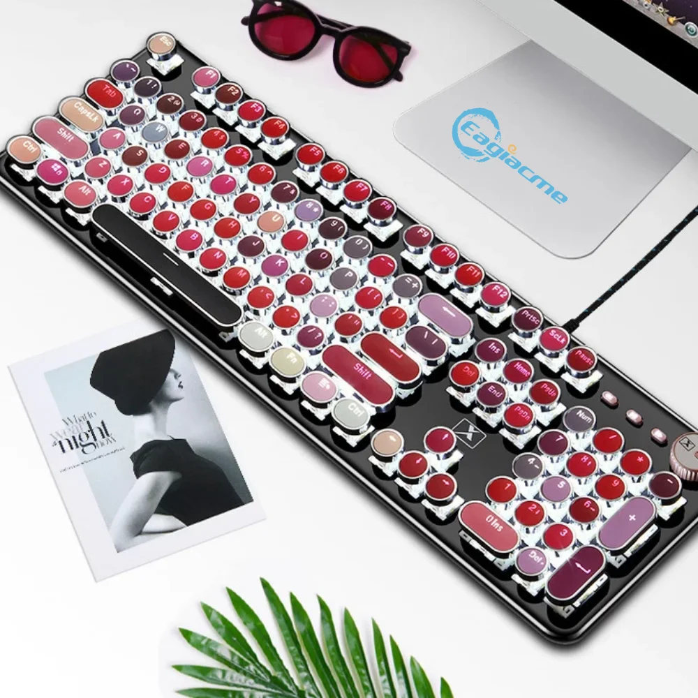 

Механическая игровая клавиатура, 108 клавиши, игровая клавиатура в стиле панк, двухцветная клавиатура с инъекцией, MX Blue Switch Girls, клавиатура с п...
