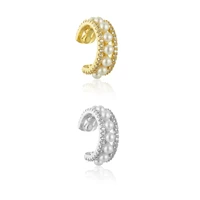 fashion cubic zircon temperament pearl earrings personality creative gold huggie clip on earrings for women jewelry 2021
