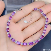 kjjeaxcmy fine jewelry 925 sterling silver inlaid natural amethyst women simple noble chinese style hand bracelet support detect