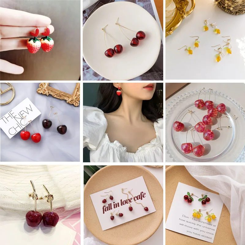 Новый продукт милые женские вишневые серьги с фруктами модные элегантные