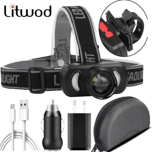 Мощный налобный фонарь USB Перезаряжаемые головной светильник светодиодный головной светильник со встроенным Батарея Водонепроницаемый налобный фонарь белого и красного цветов светильник Инж