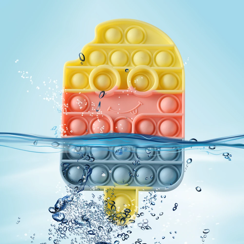 

Silicone Ice Cream Multi Shape Rainbow Color Push Bubble Sensory Toy Anti-stress Relaxing Toys Stress Relief for Adults Kids