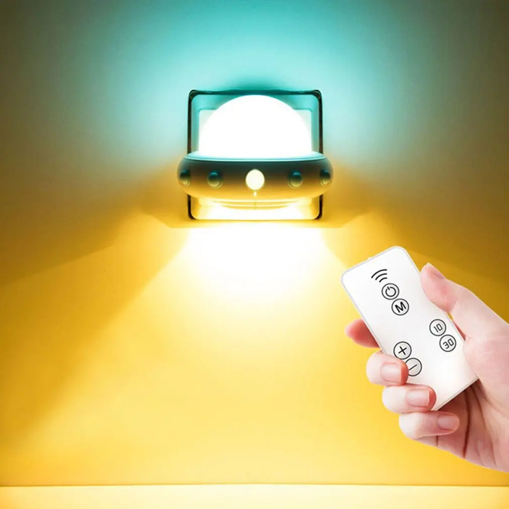 

Intelligent Remote Control Night Light Plug-in Led Bedroom Light Bedside Lamp Flying Saucer three Light Modes Light Living Room