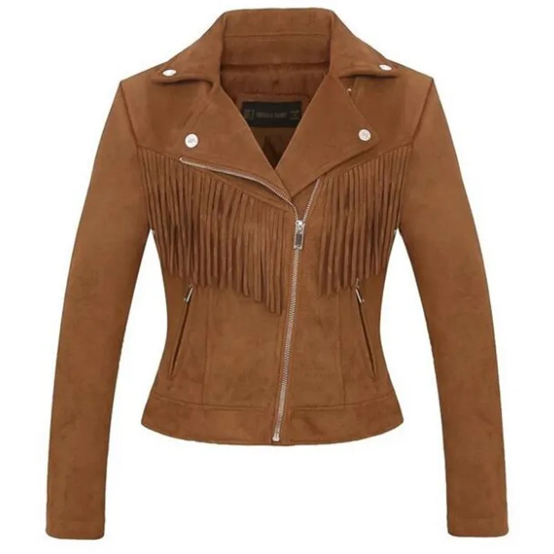Новинка 2021 лидер продаж Декоративная кожаная куртка с бахромой женская одежда