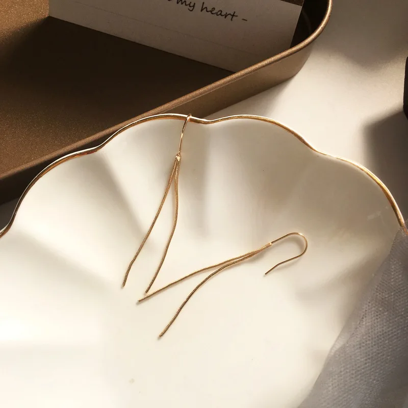 Женские Висячие серьги цепочки в форме капли простые висячие корейское