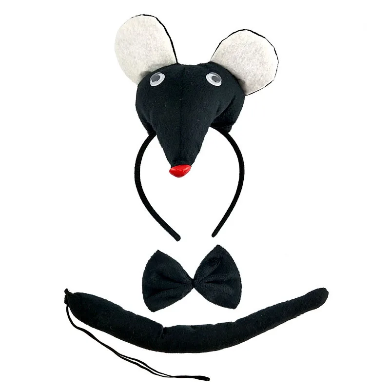 Halloween white grey pink Rat Mouse Headband Tail Animal Costume Cosplay Performance Accessories Children Birthday Party prop |